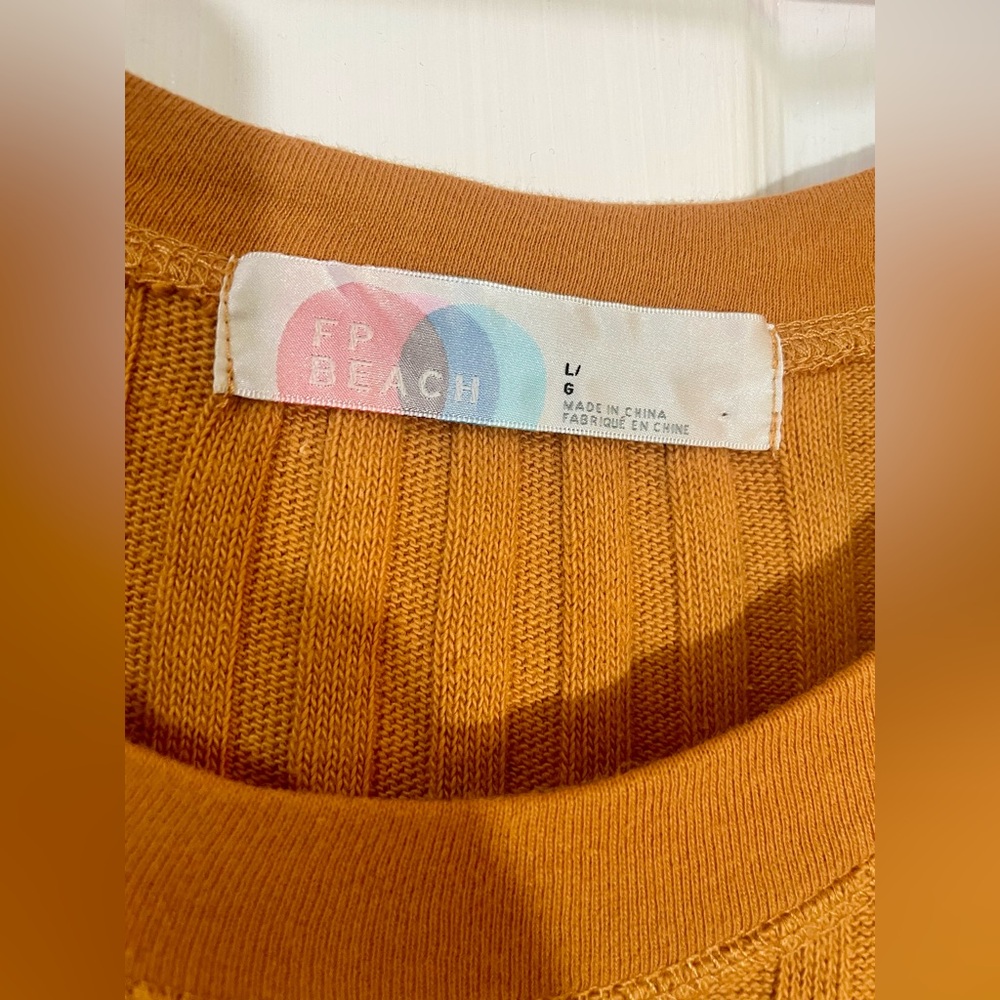 Free People Beach Dress Sz Large Bodycon  Ribbed Knit Long Sleeve Fall - Picture 6 of 12